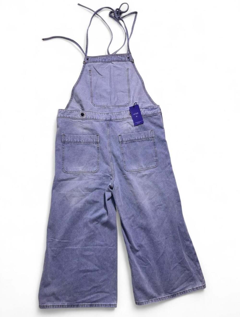 Oversize Denim Halter Neck Wide Leg Jumpsuit Overalls - Picture 7 of 7
